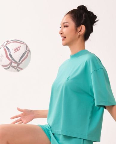  SKECHERS - Áo thun nữ cổ tròn tay ngắn Game On Lounge 