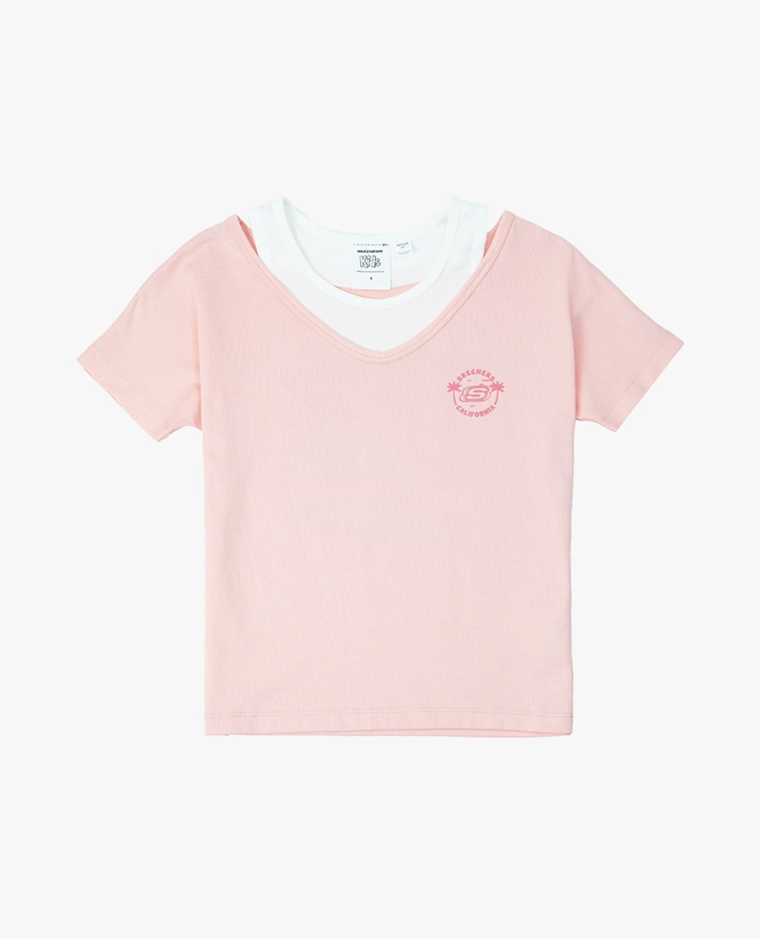 SKECHERS - Áo thun bé gái cổ V tay ngắn phối layer