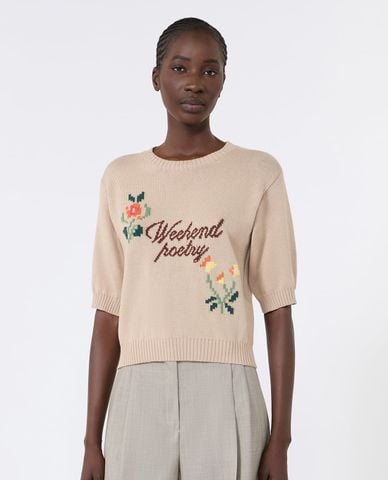  WEEKEND MAX MARA - Áo dệt kim nữ cổ tròn tay ngắn Wkdfiacre 