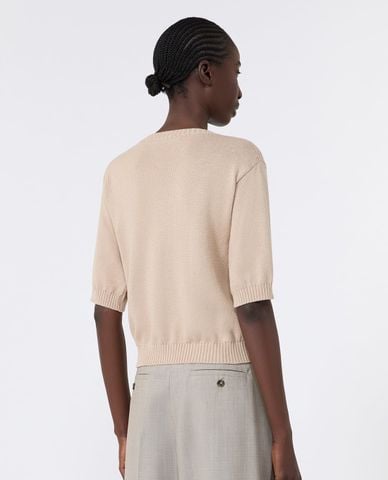  WEEKEND MAX MARA - Áo dệt kim nữ cổ tròn tay ngắn Wkdfiacre 