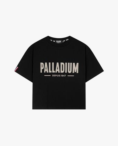  PALLADIUM - Áo croptop nữ cổ tròn tay ngắn in logo 