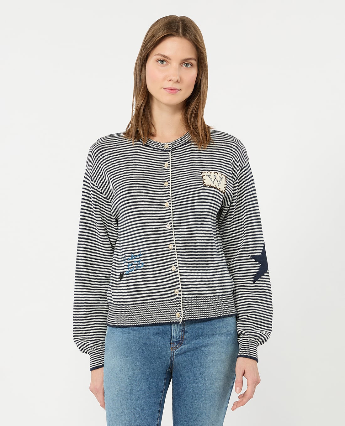 WEEKEND MAX MARA - Áo khoác cardigan nữ tay dài kẻ sọc Wkdabano