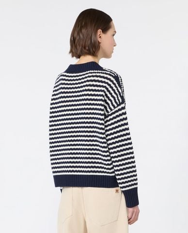  WEEKEND MAX MARA - Áo dệt kim nữ cổ V tay dài kẻ sọc Wkdspiga 
