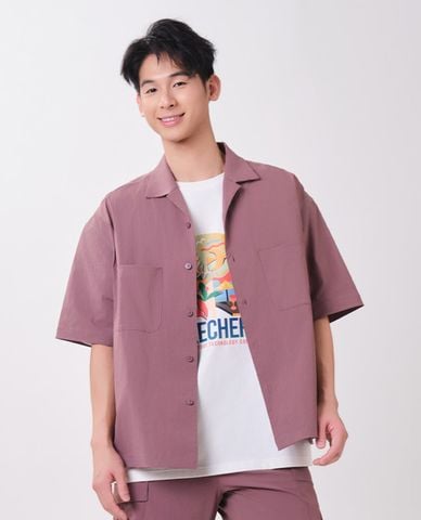  SKECHERS - Áo sơ mi nam cổ bẻ tay ngắn dập logo 