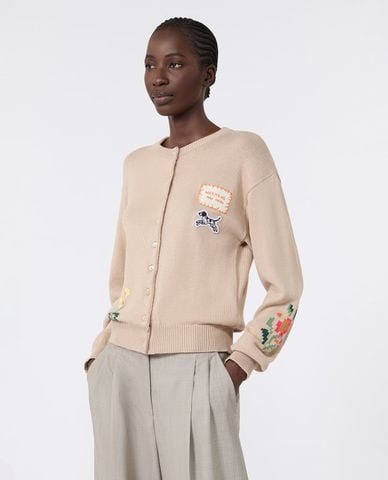 WEEKEND MAX MARA - Áo khoác cardigan nữ tay dài kẻ sọc Wkdteiera 