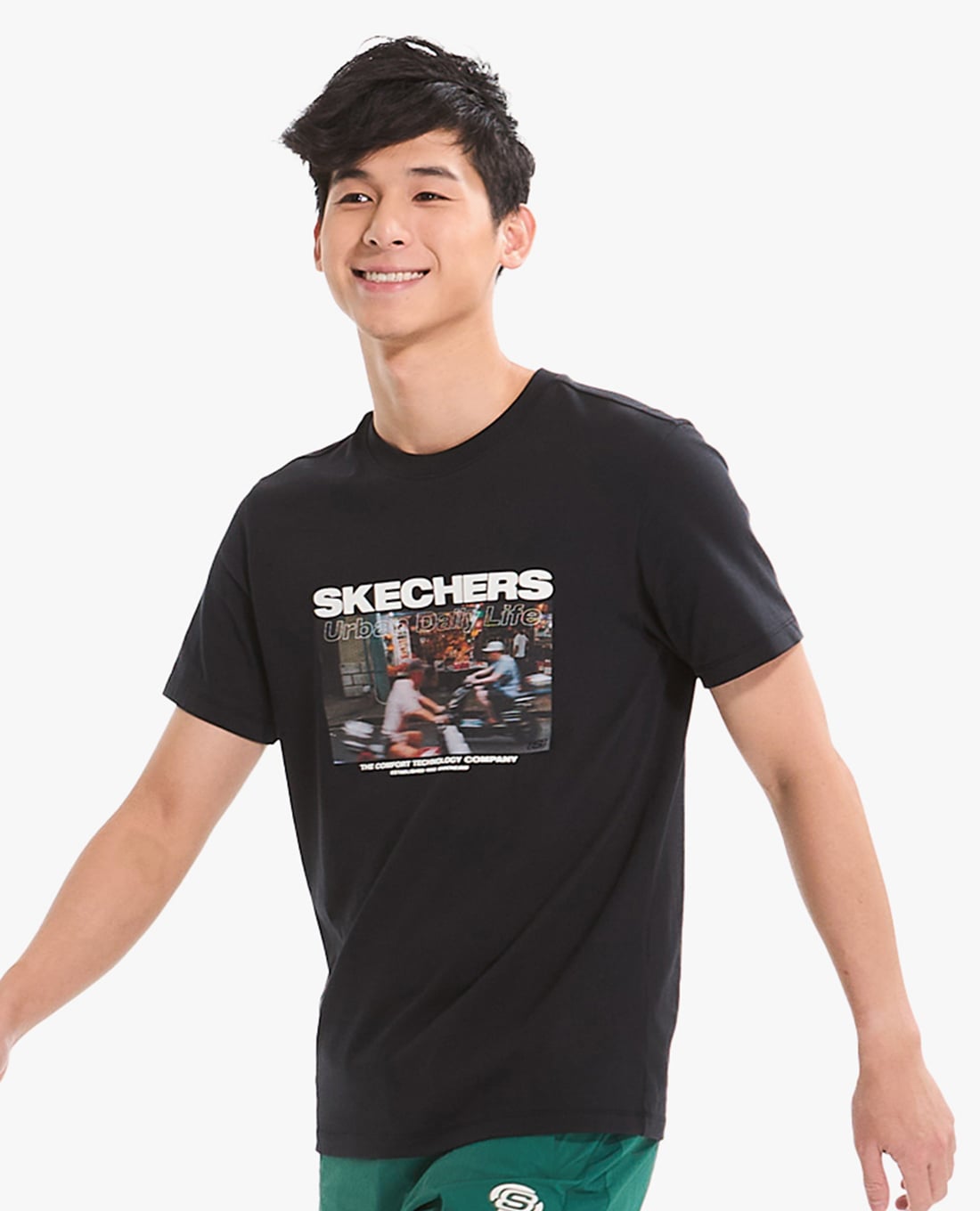 SKECHERS - Áo thun nam cổ tròn tay ngắn thời trang