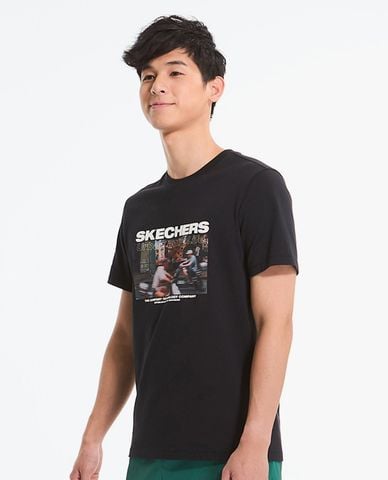  SKECHERS - Áo thun nam cổ tròn tay ngắn thời trang 