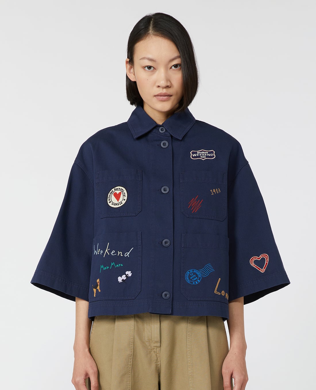 WEEKEND MAX MARA - Áo khoác sơ mi nữ cổ bẻ tay lỡ Assuan