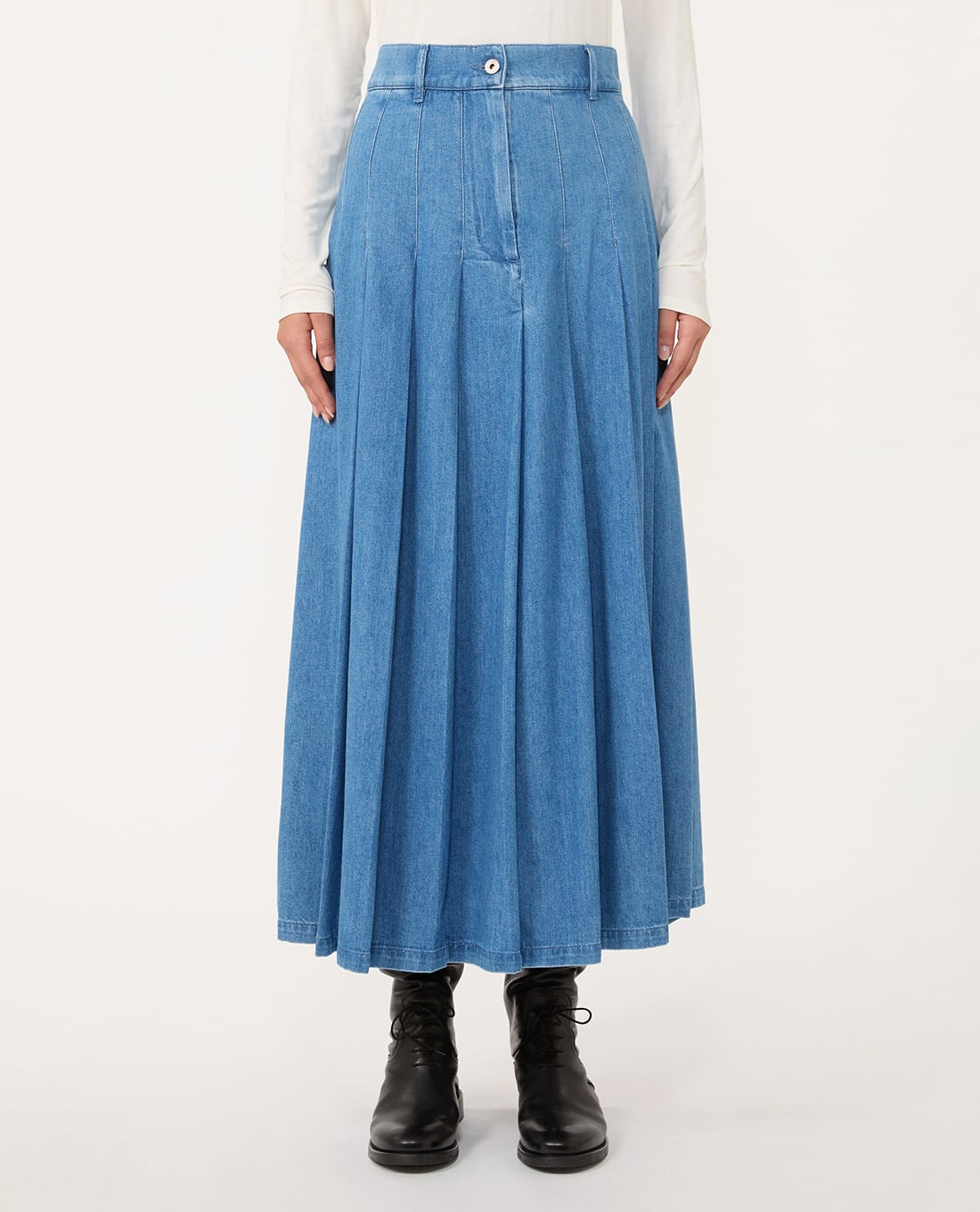 WEEKEND MAX MARA - Chân váy denim xếp li midi Opunzia