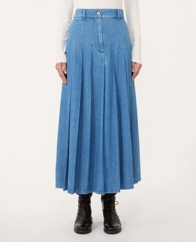  WEEKEND MAX MARA - Chân váy denim xếp li midi Opunzia 