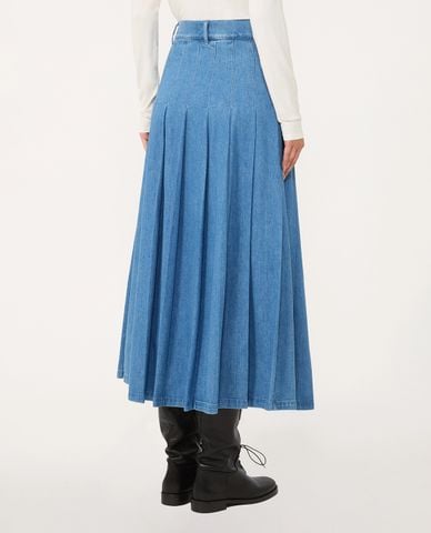  WEEKEND MAX MARA - Chân váy denim xếp li midi Opunzia 