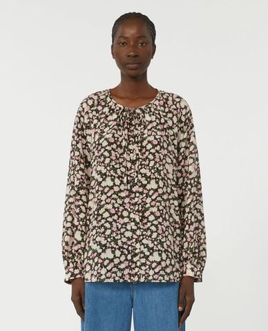  WEEKEND MAX MARA - Áo kiểu nữ cổ tròn tay dài hoa nhí Wkdcinema 