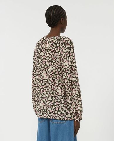  WEEKEND MAX MARA - Áo kiểu nữ cổ tròn tay dài hoa nhí Wkdcinema 