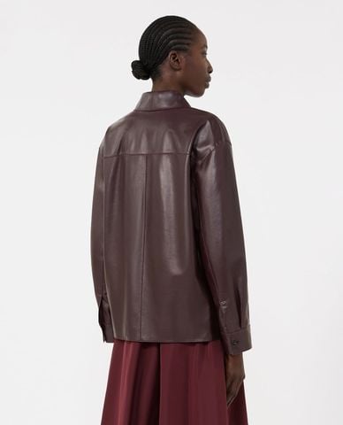  WEEKEND MAX MARA - Áo khoác da cổ nữ bẻ tay dài Wkdscatola 