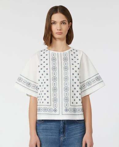  WEEKEND MAX MARA - Áo kiểu nữ cổ tròn tay ngắn Elodia 