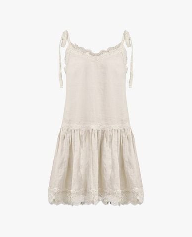  GIGI - Đầm hai dây mini xếp tầng phối ren 