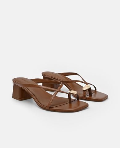  PEDRO - Giày mules cao gót nữ mũi vuông xỏ ngón 