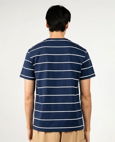  SKECHERS - Áo thun nam cổ tròn tay ngắn phối sọc 