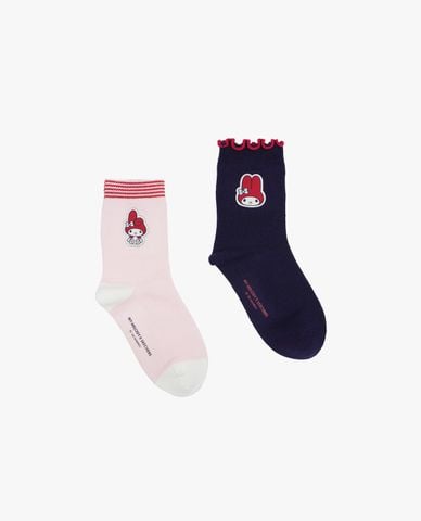  SKECHERS - Set 2 vớ bé gái cổ cao Hello Kitty & My Melody 