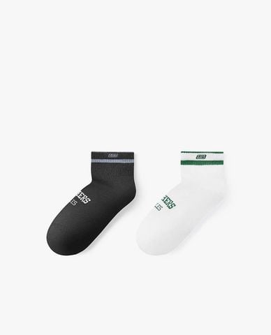  SKECHERS - Set 2 vớ nam cổ thấp viền sọc phối logo 