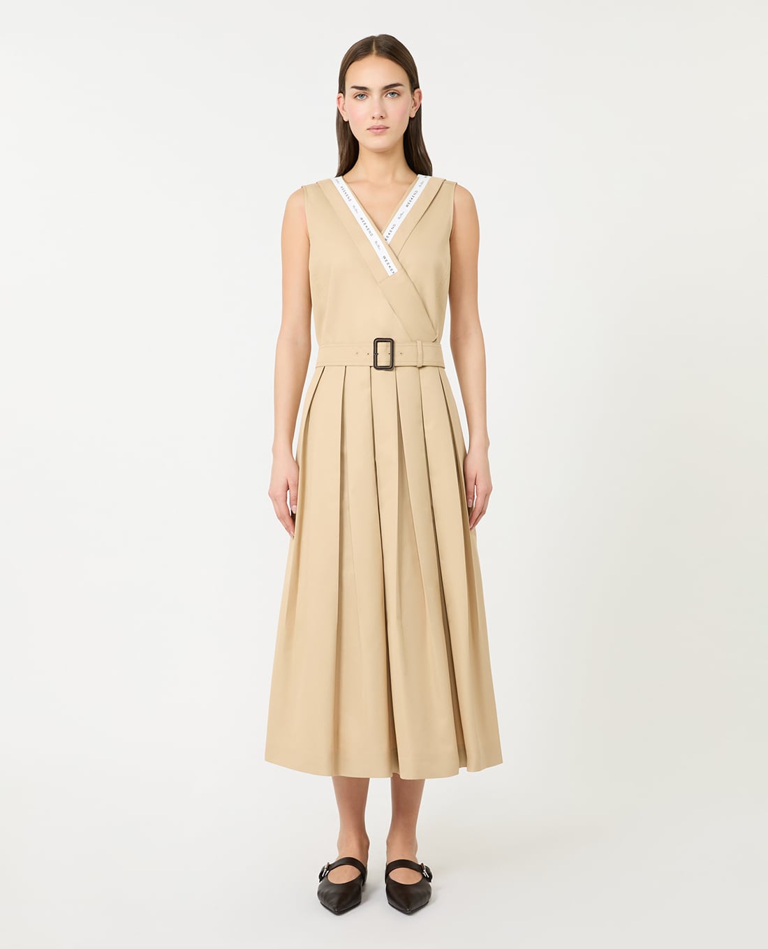 WEEKEND MAX MARA - Đầm sát nách midi xếp li Wkdcono