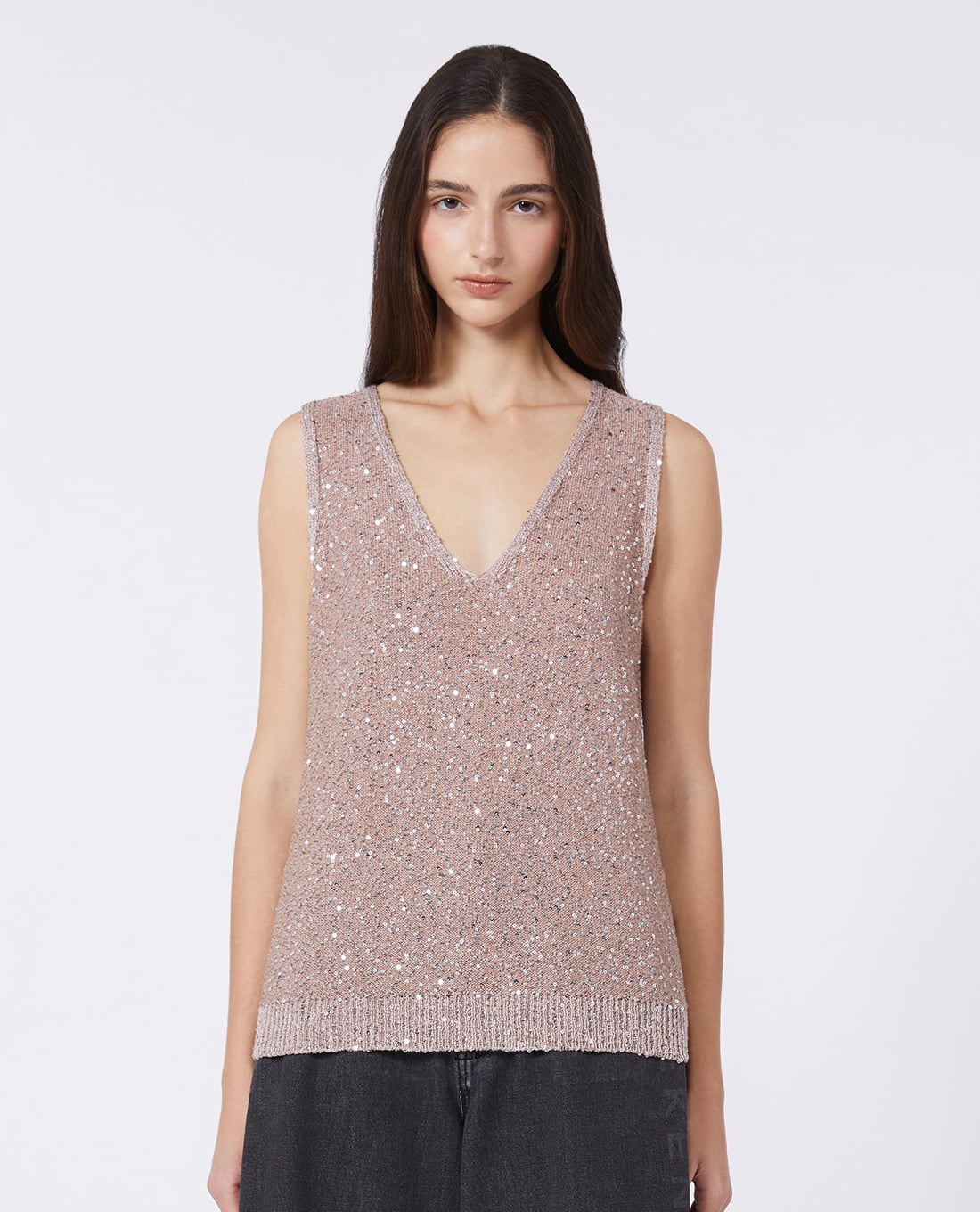 WEEKEND MAX MARA - Áo sát nách nữ cổ V đính sequin Wkdtempo