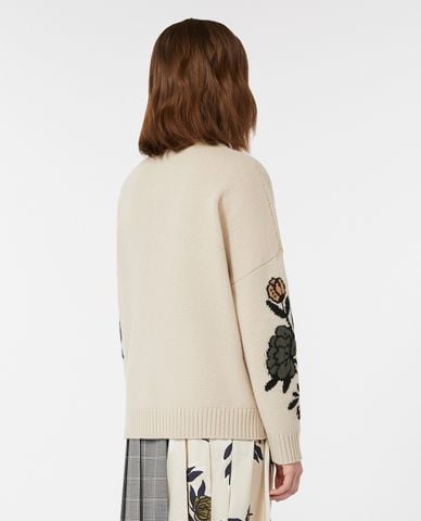  WEEKEND MAX MARA - Áo dệt kim nữ cổ tròn tay dài họa tiết Pavidi 