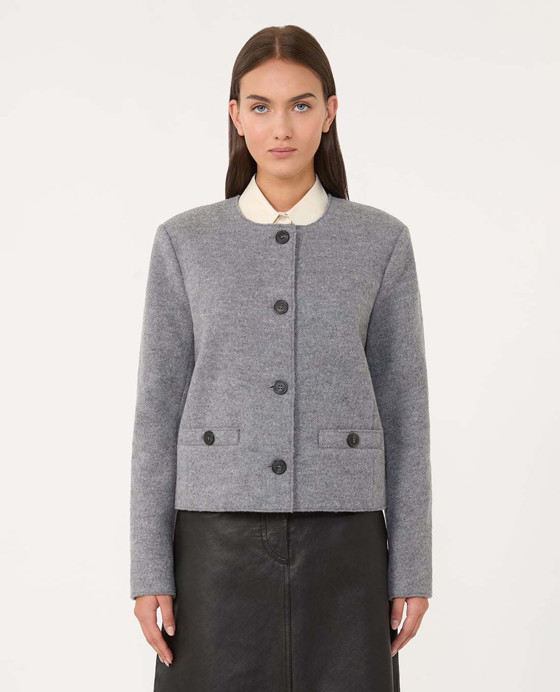 WEEKEND MAX MARA - Áo khoác dạ lông cừu nữ cổ tròn tay dài Savona