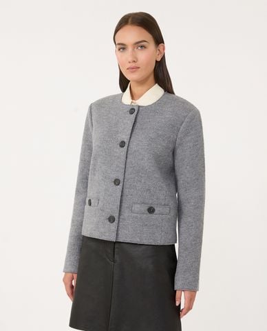  WEEKEND MAX MARA - Áo khoác dạ lông cừu nữ cổ tròn tay dài Savona 