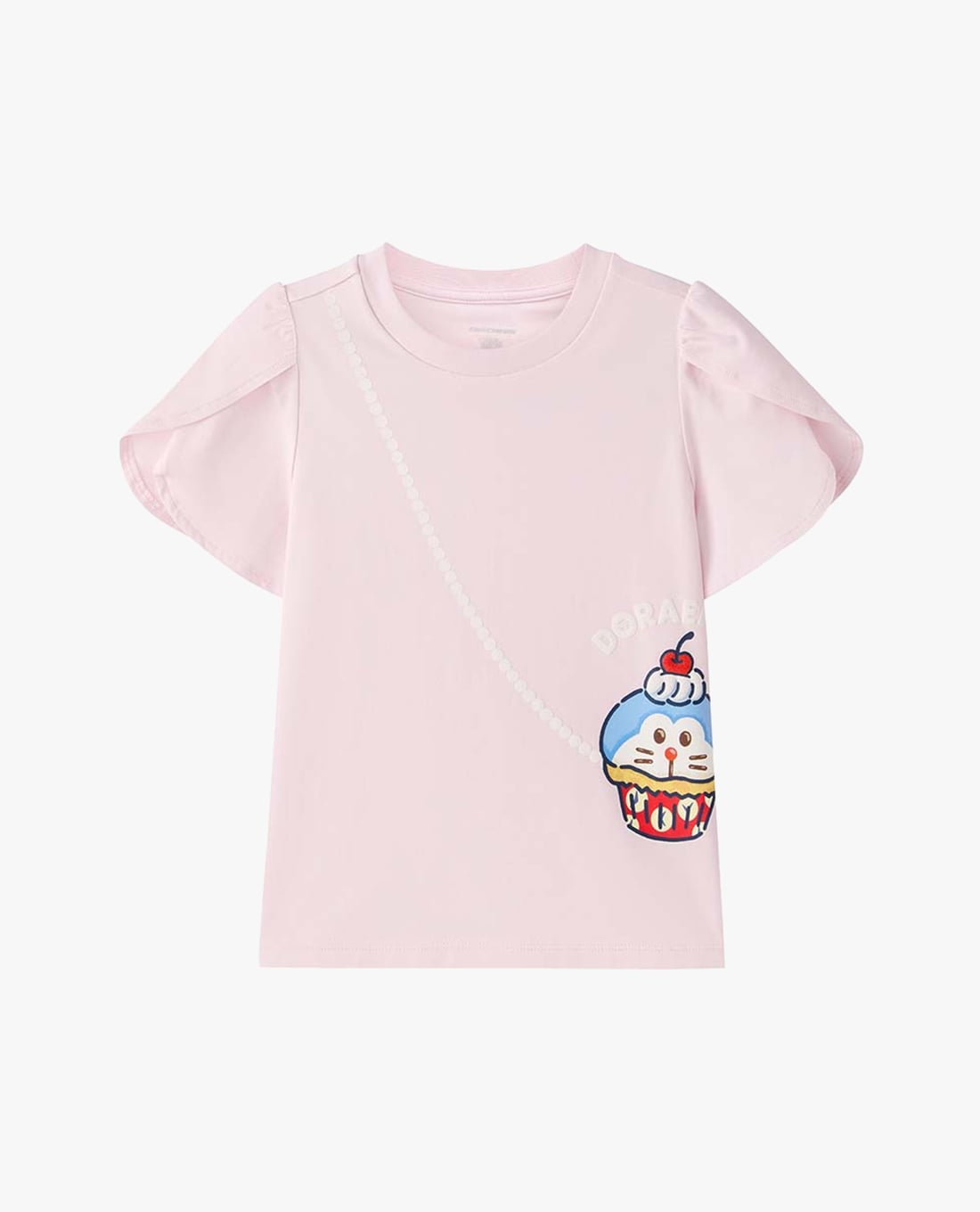SKECHERS - Áo thun bé gái cổ tròn tay bèo Doraemon