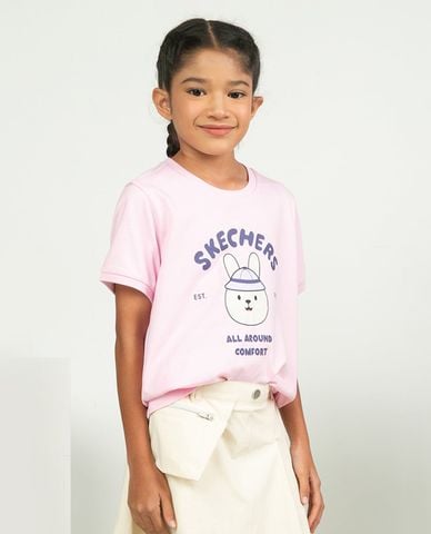  SKECHERS - Áo thun bé gái cổ tròn tay ngắn Urban Outdoor 