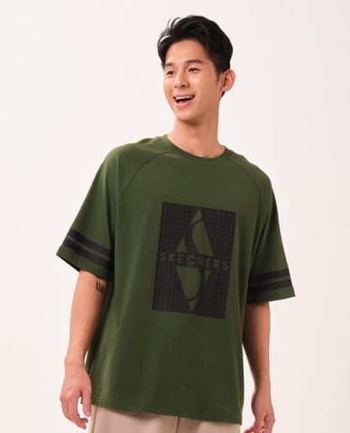  SKECHERS - Áo thun nam cổ tròn tay ngắn Game On Iconic 