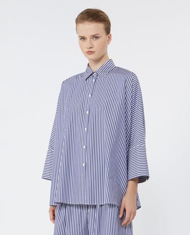  WEEKEND MAX MARA - Áo sơ mi nữ cổ bẻ tay dài kẻ sọc Wkdhudson 