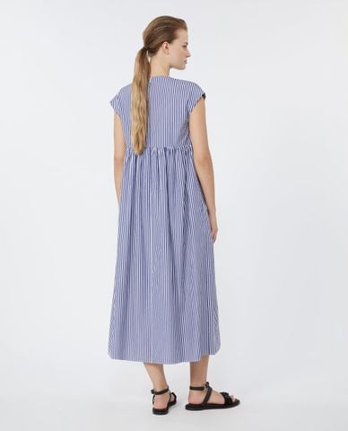  WEEKEND MAX MARA - Đầm midi cổ V kẻ sọc Wkdmolo 