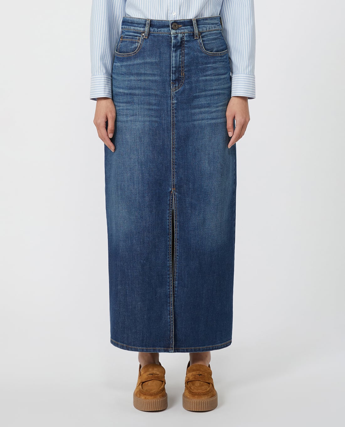 WEEKEND MAX MARA - Chân váy denim midi xẻ tà Zarelia