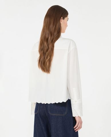  WEEKEND MAX MARA - Áo sơ mi nữ cổ bẻ tay dài viền ren Wkdneutro 