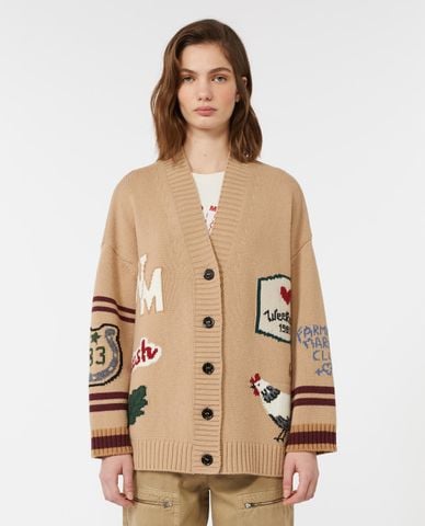  WEEKEND MAX MARA - Áo khoác cardigan nữ tay dài phối họa tiết Belgio 