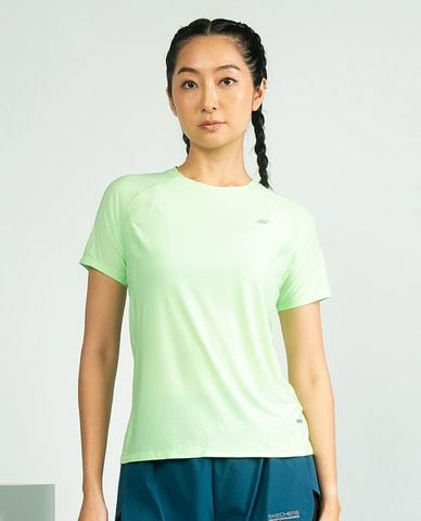  SKECHERS - Áo thun thể thao nữ cổ tròn tay ngắn Performance 