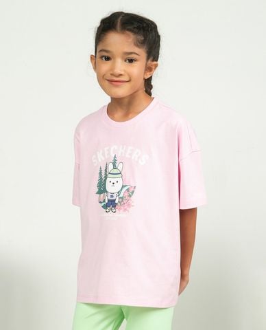  SKECHERS - Áo thun bé gái cổ tròn tay ngắn Urban Outdoor 