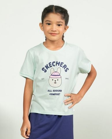  SKECHERS - Áo thun bé gái cổ tròn tay ngắn Urban Outdoor 