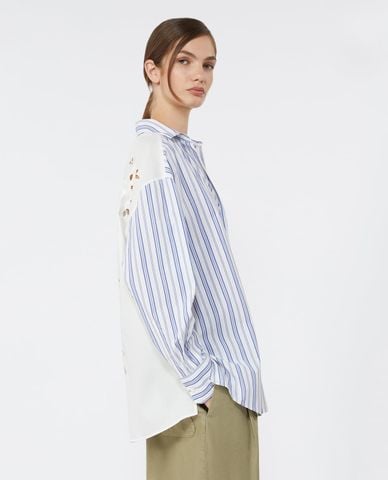  WEEKEND MAX MARA - Áo sơ mi nữ cổ bẻ tay dài kẻ sọc Wkdtessile 