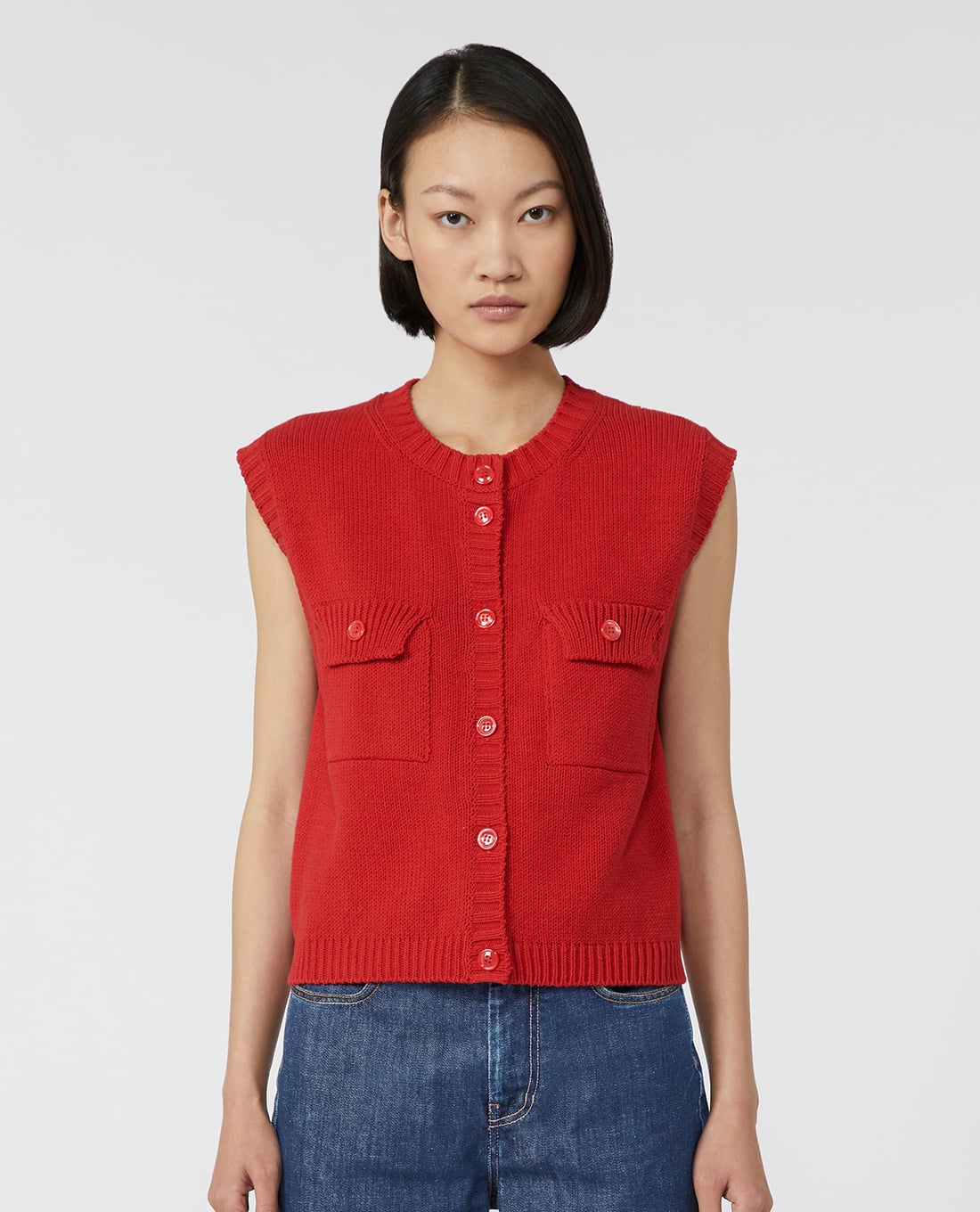 WEEKEND MAX MARA - Áo khoác gilet nữ dệt kim phối nút Caprara