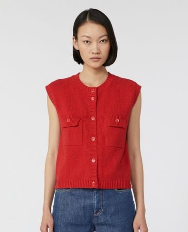  WEEKEND MAX MARA - Áo khoác gilet nữ dệt kim phối nút Caprara 