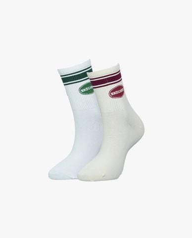  SKECHERS - Set 2 vớ nam cổ cao viền sọc phối logo 