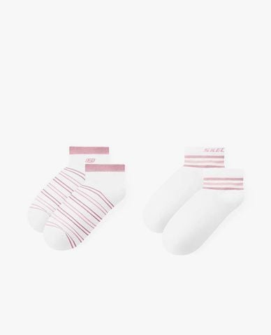  SKECHERS - Set 2 vớ nữ cổ thấp phối sọc 