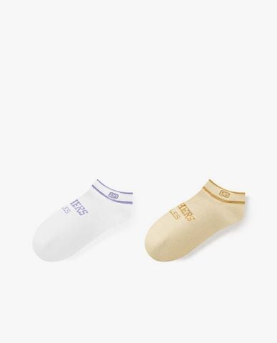  SKECHERS - Set 2 vớ nữ cổ thấp viền sọc phối logo 