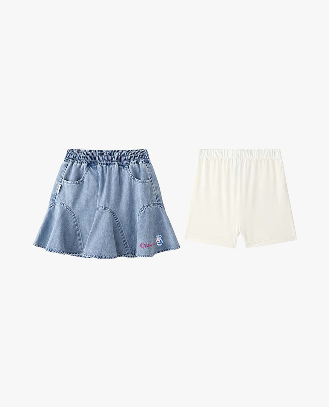 SKECHERS - Chân váy mini bé gái denim Doraemon