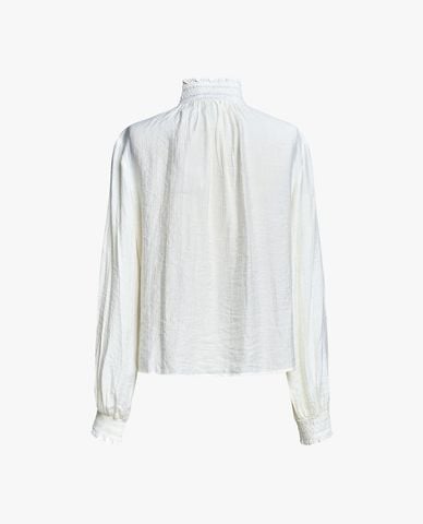  GIGI - Áo sơ mi nữ cổ cao tay dài phối bèo nhún 