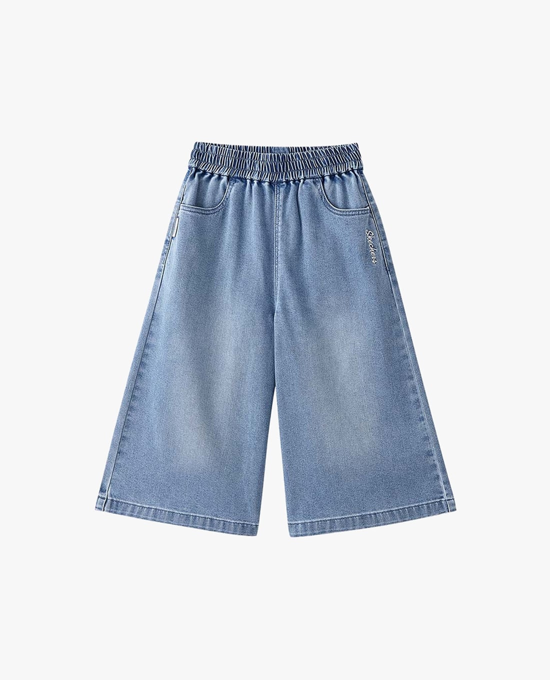 SKECHERS - Quần short jeans bé gái lưng thun Doraemon