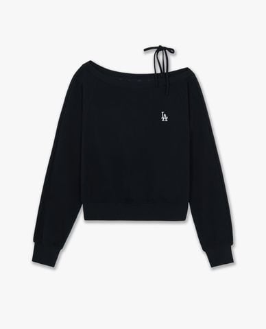  MLB - Áo sweatshirt nữ lệch vai phối dây Varsity Sporty 